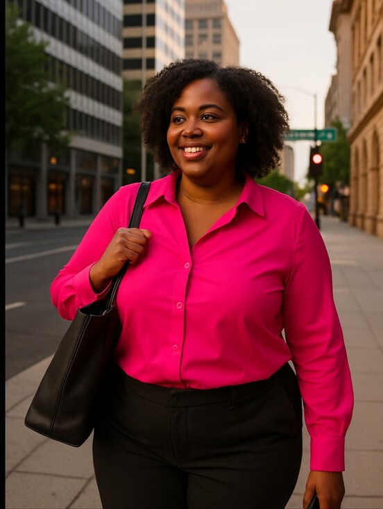 Worthington Tops - Worthington Cyber Pink Button Down Shirt work business colorful neon plus xxl 2x